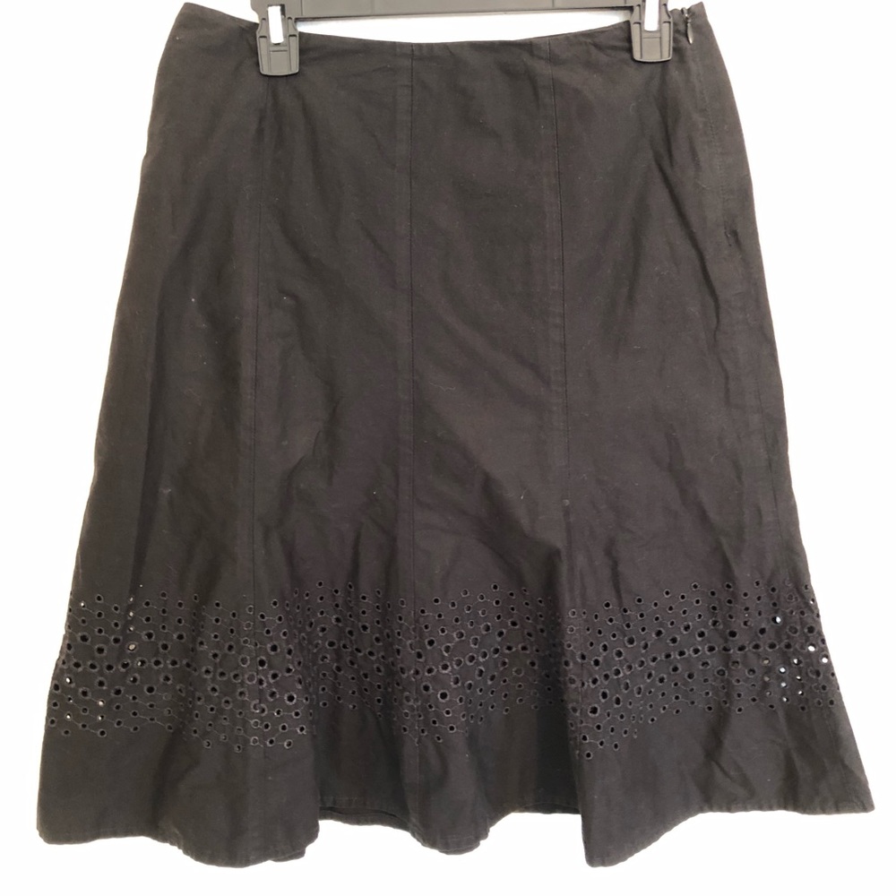 WHBM Black eyelet cotton skirt 8